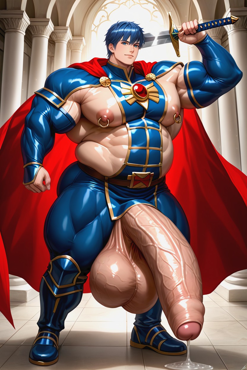 Gigantic Oversized Heavy Sagging Balls, Red Cape, Hyper Massive Bubble Butt Porno IA Gay