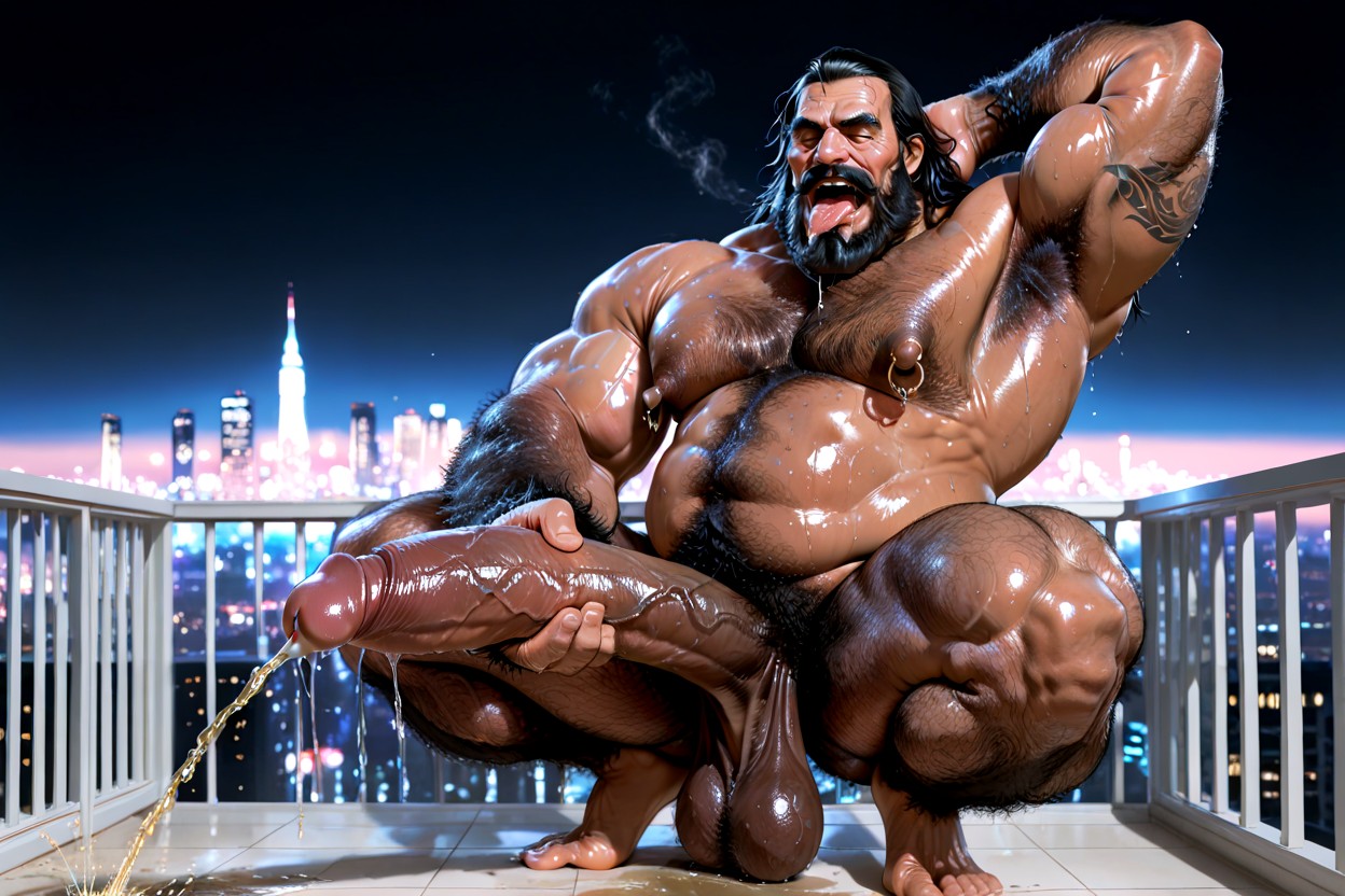 Balcon, Huge Penis, Hyper Hairy Body Porno IA Gay