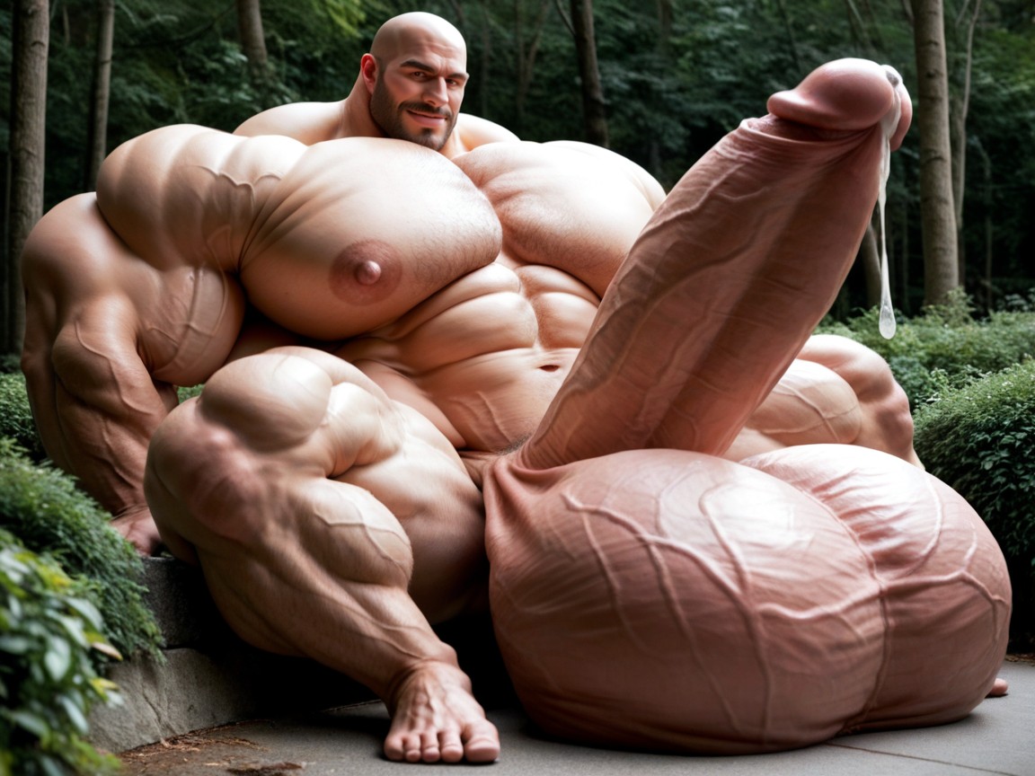Tirer La Langue, Hyper Masculine, Oversized Hyper Gigantic Penis Porno IA Gay