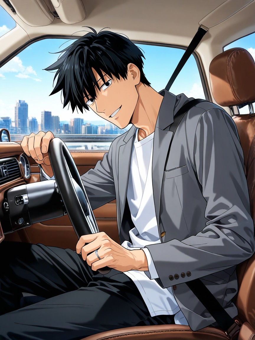 Driving, Holding Steering Wheel, Male Only AI同性戀黃片