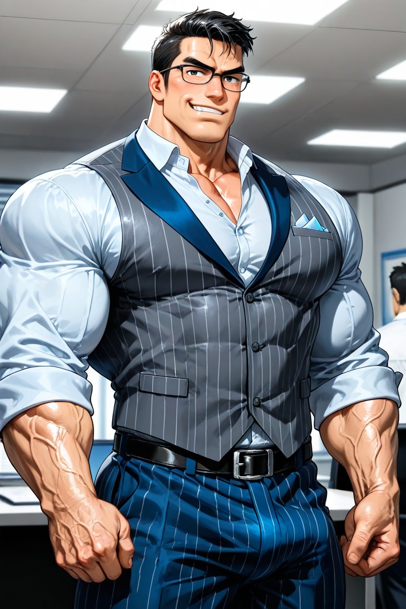 Huge Oversized Pecs, Lewd Emotion, Buttoned Shirt AI同性戀黃片