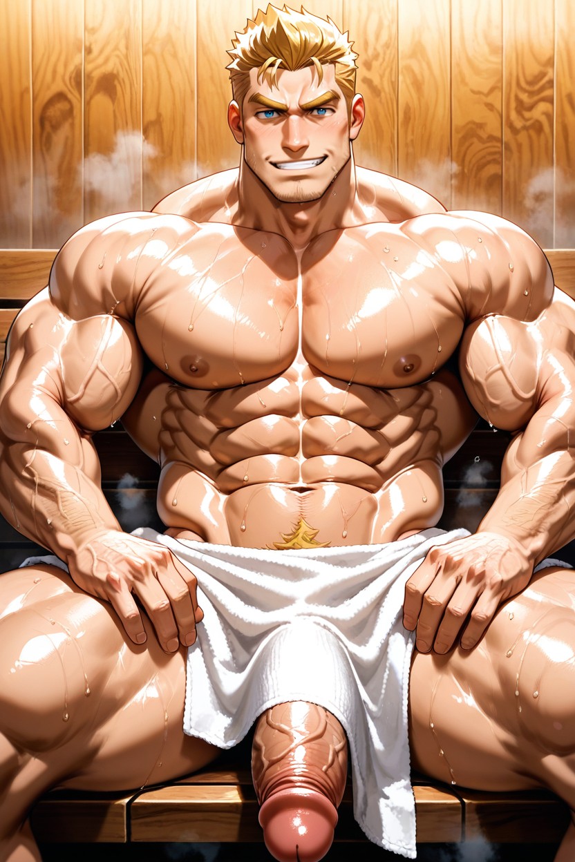 Girthy Cock, Blue Eyes, Staring At The Viewer Porno IA Gay