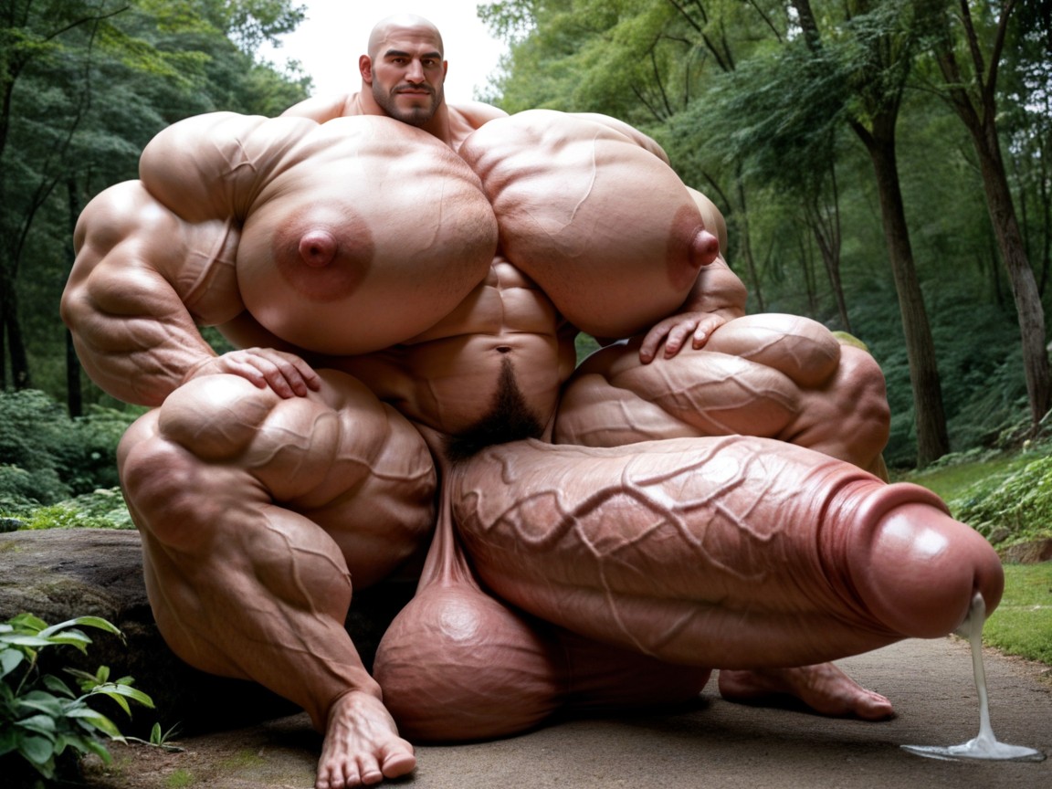 Tirer La Langue, Puffy Pumped Muscles, Hyper Muscular Limbs Porno IA Gay