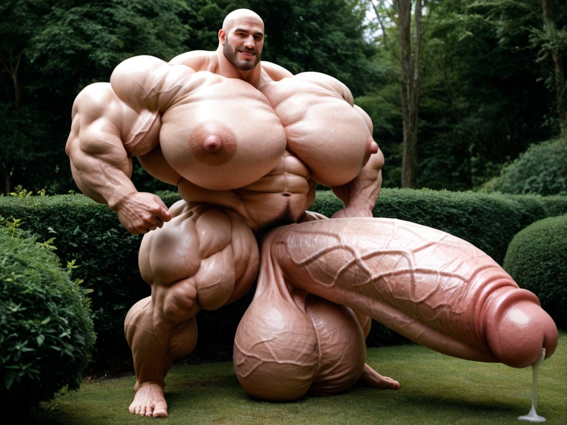 Olhando Para O Visualizador, Pénis Maior Do Que O Corpo, Hyper Masculine Jawline Pornografia gay com IA