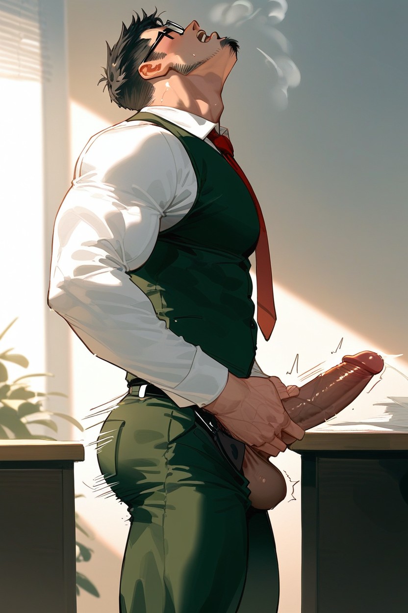 Office Pants, Girthy Penis, Muscular 게이 AI 포르노