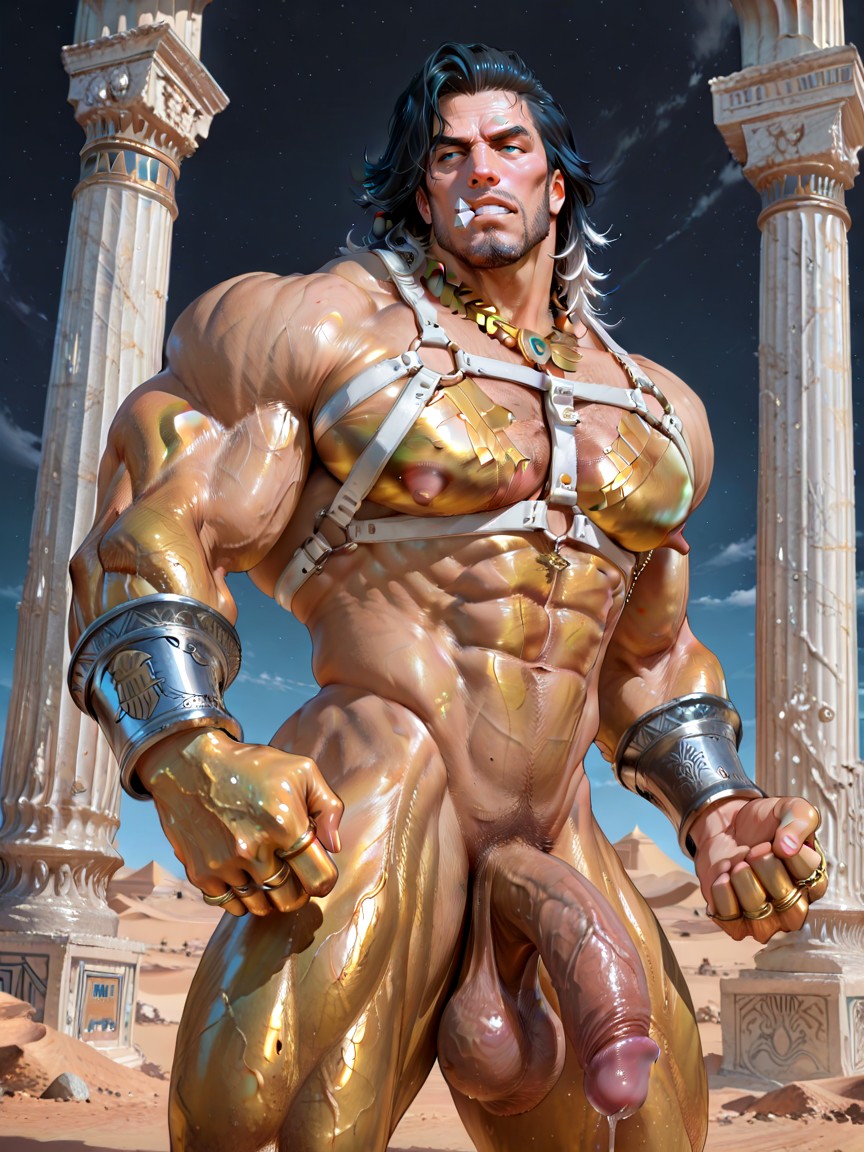 Broad Chiseled Muscular Defined Shoulders, Naked, Body Fat Pornografia gay com IA