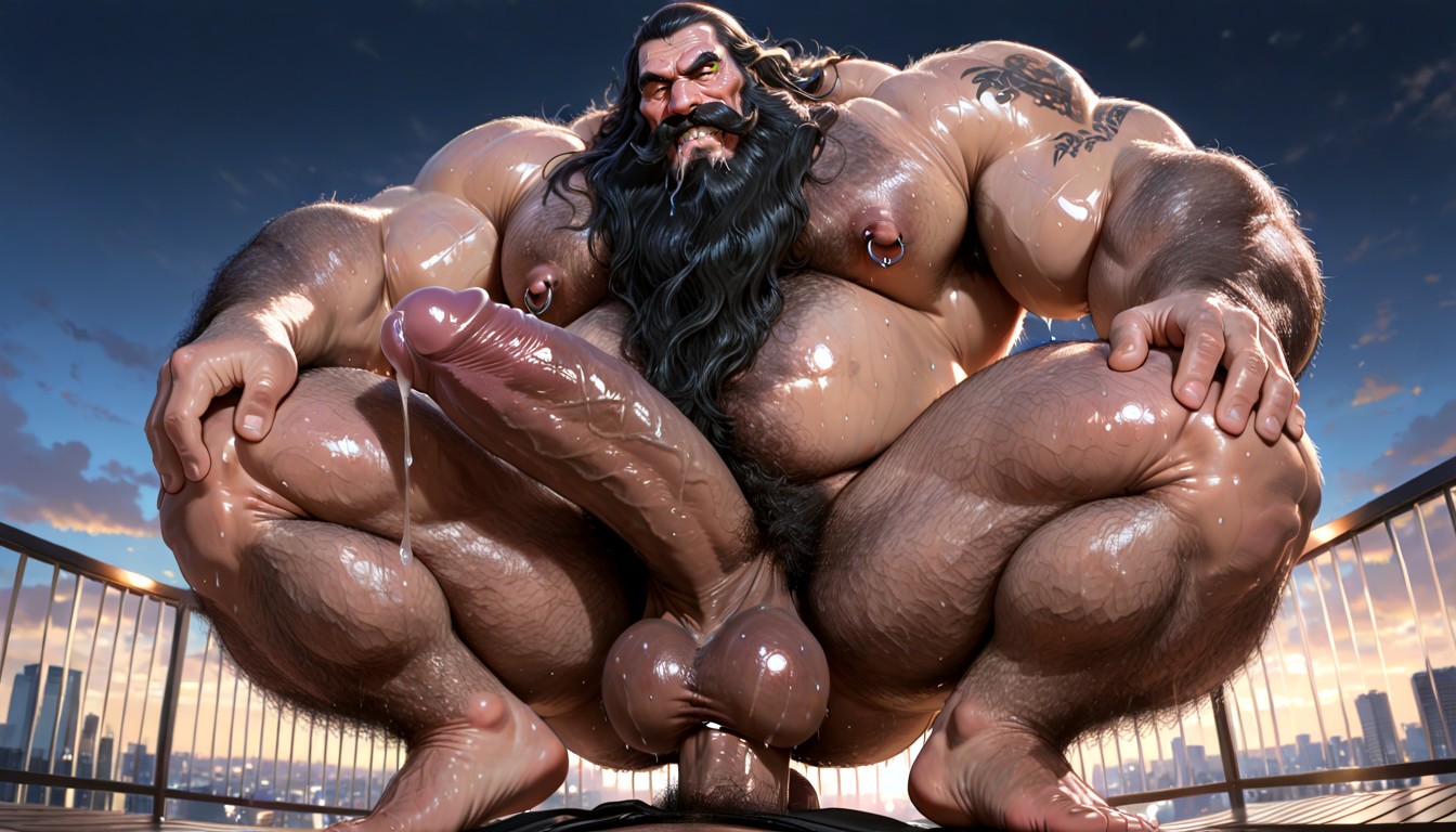 Hyper Hairy Forearms, Huge Trapezius, Huge Penis ゲイAIポルノ