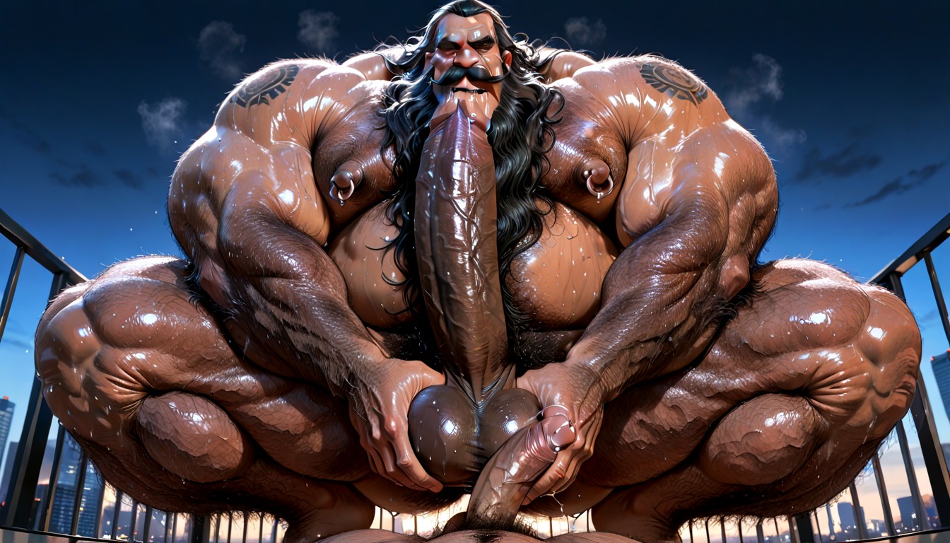 Furry Body, Cara Cansada, Nipple Piercings Pornografia gay com IA