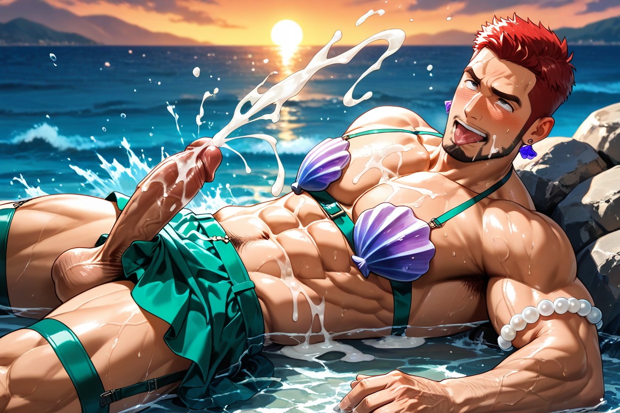 Ahegao, Lying On A Rock, Sunset ゲイAIポルノ