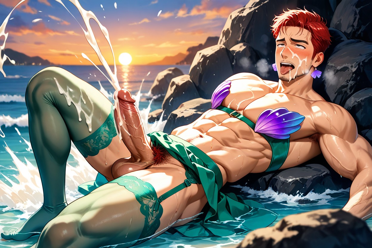 Ariel Costume, Cosplay, Mint Thigh-high Stockings Porno IA Gay