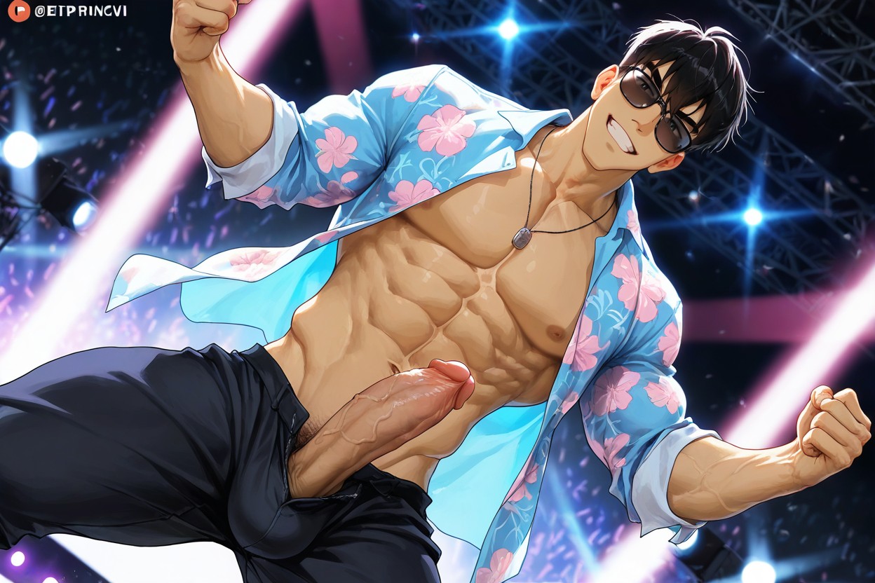Smiling Handsome Face, Anime Style, Beitemian Porno IA Gay