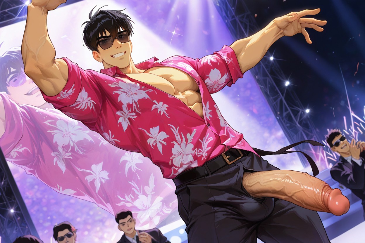 Korean Manhwa Male, Stylish Hair Parts To The Left, Hair Splits Down The Middle ゲイAIポルノ