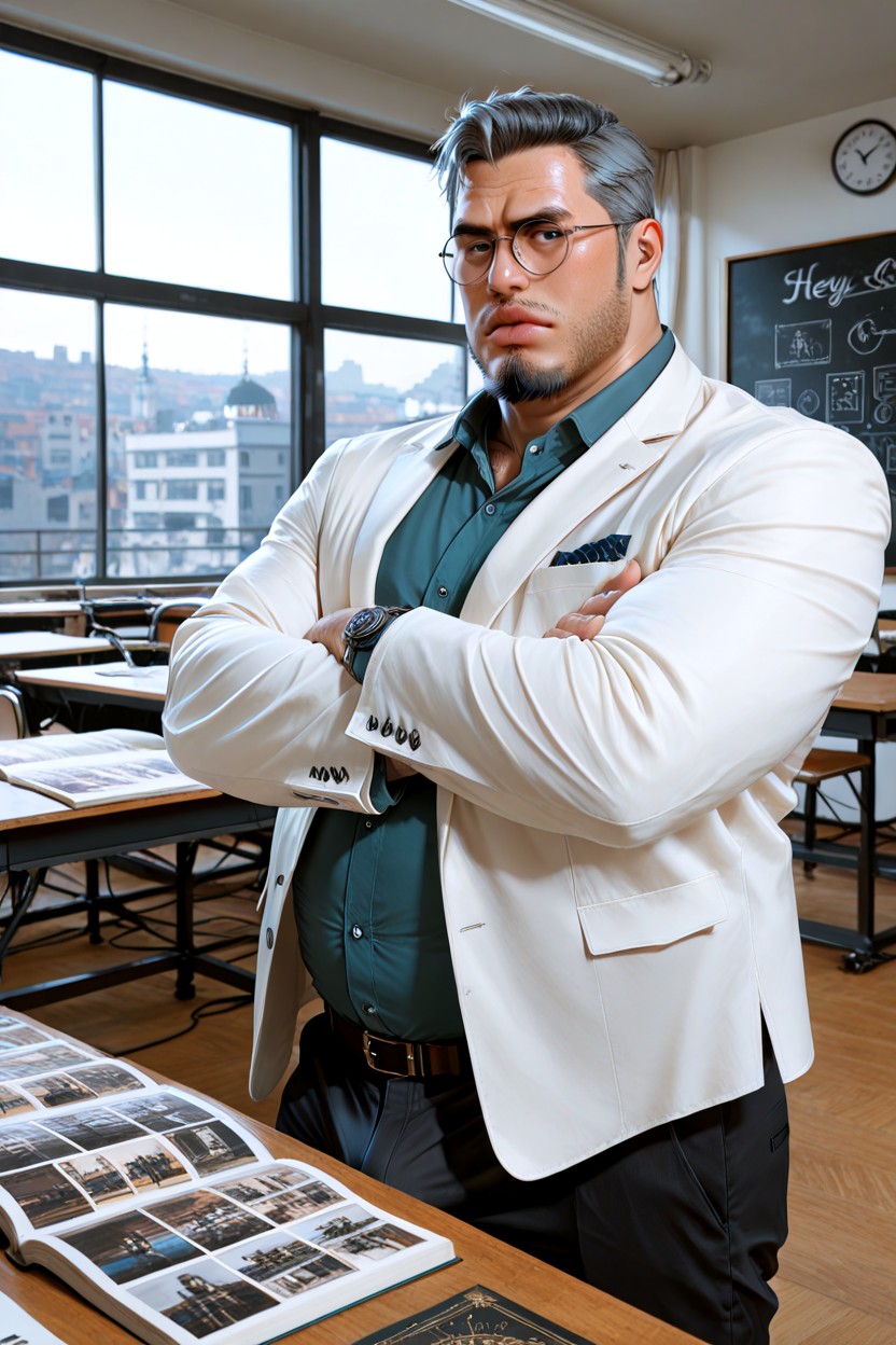 Heavy Goatee, Rows Of Reference Materials, Inspirational Mood Board Porno IA Gay