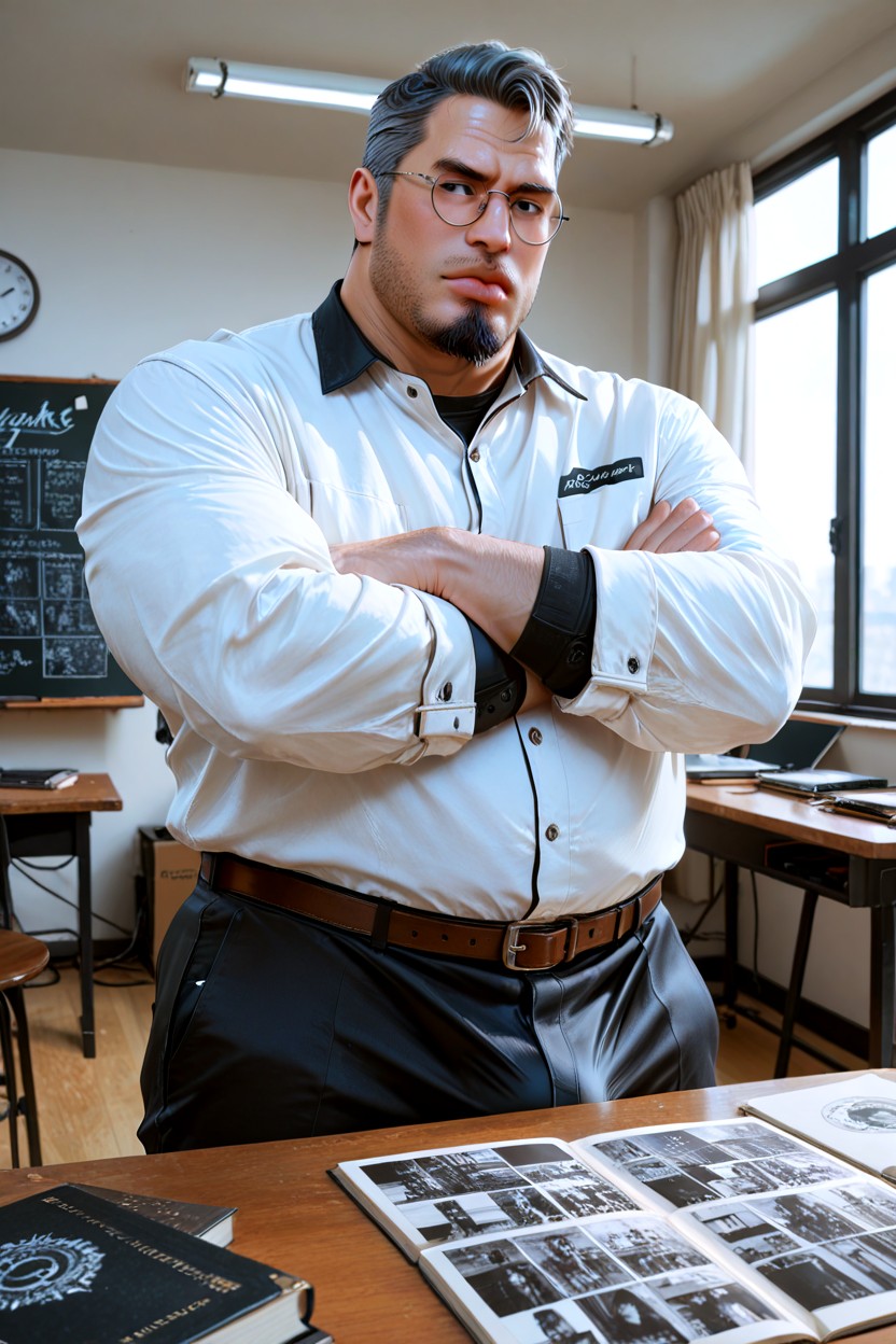 Portly Build, Simple Black Trousers, Fauxhawk Porno IA Gay
