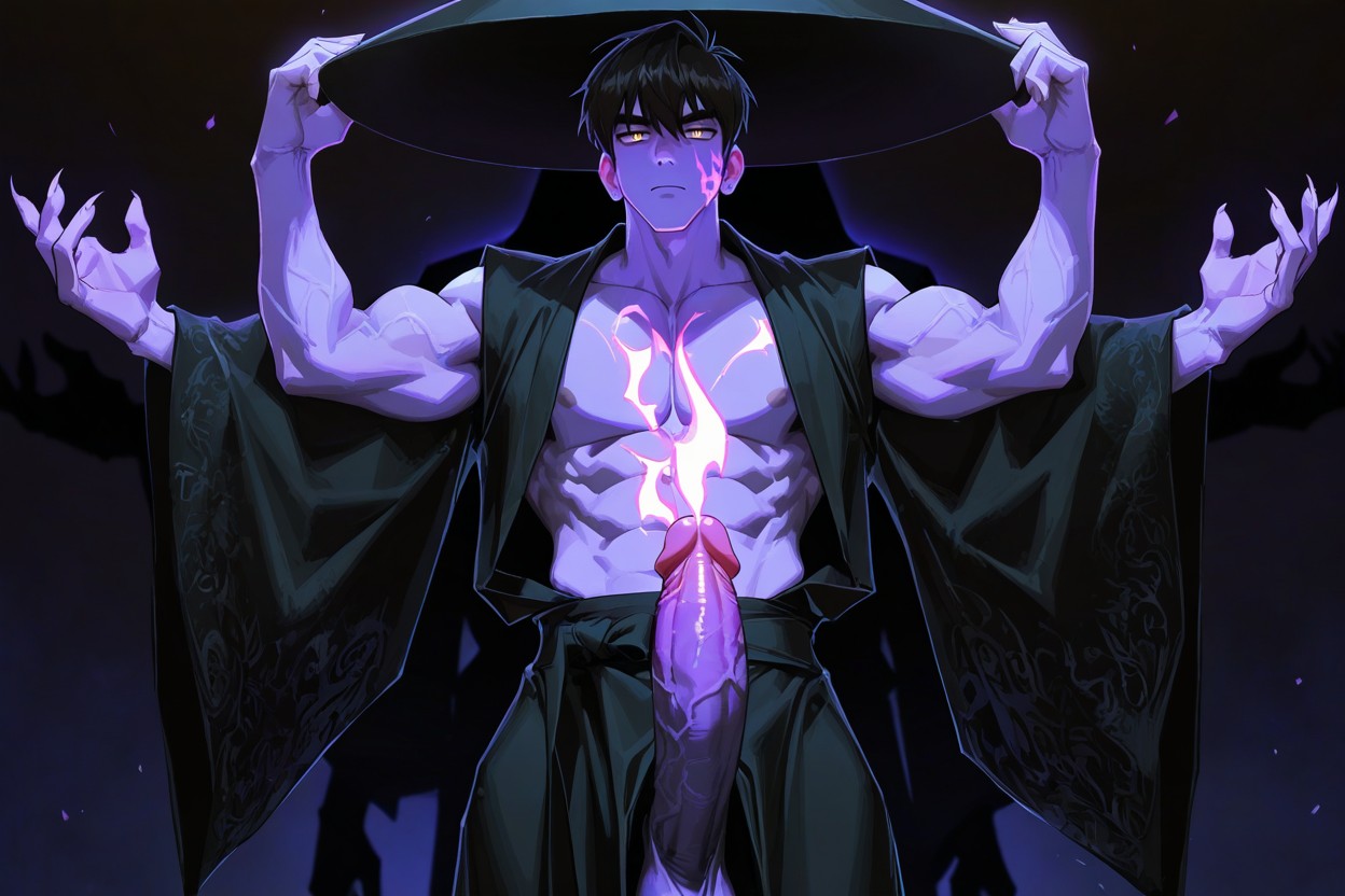 Purple Skinned Demon With Sharp Features, Effortlessly Suave, Vertical Slit Pupils KI Schwulenporno