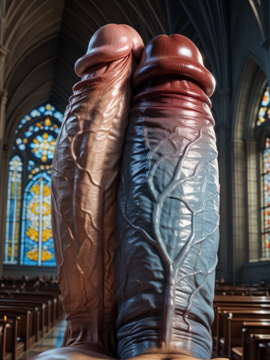 Biggest Cocks, Plump Appleshaped Glans, Photorealism Pornografia gay com IA