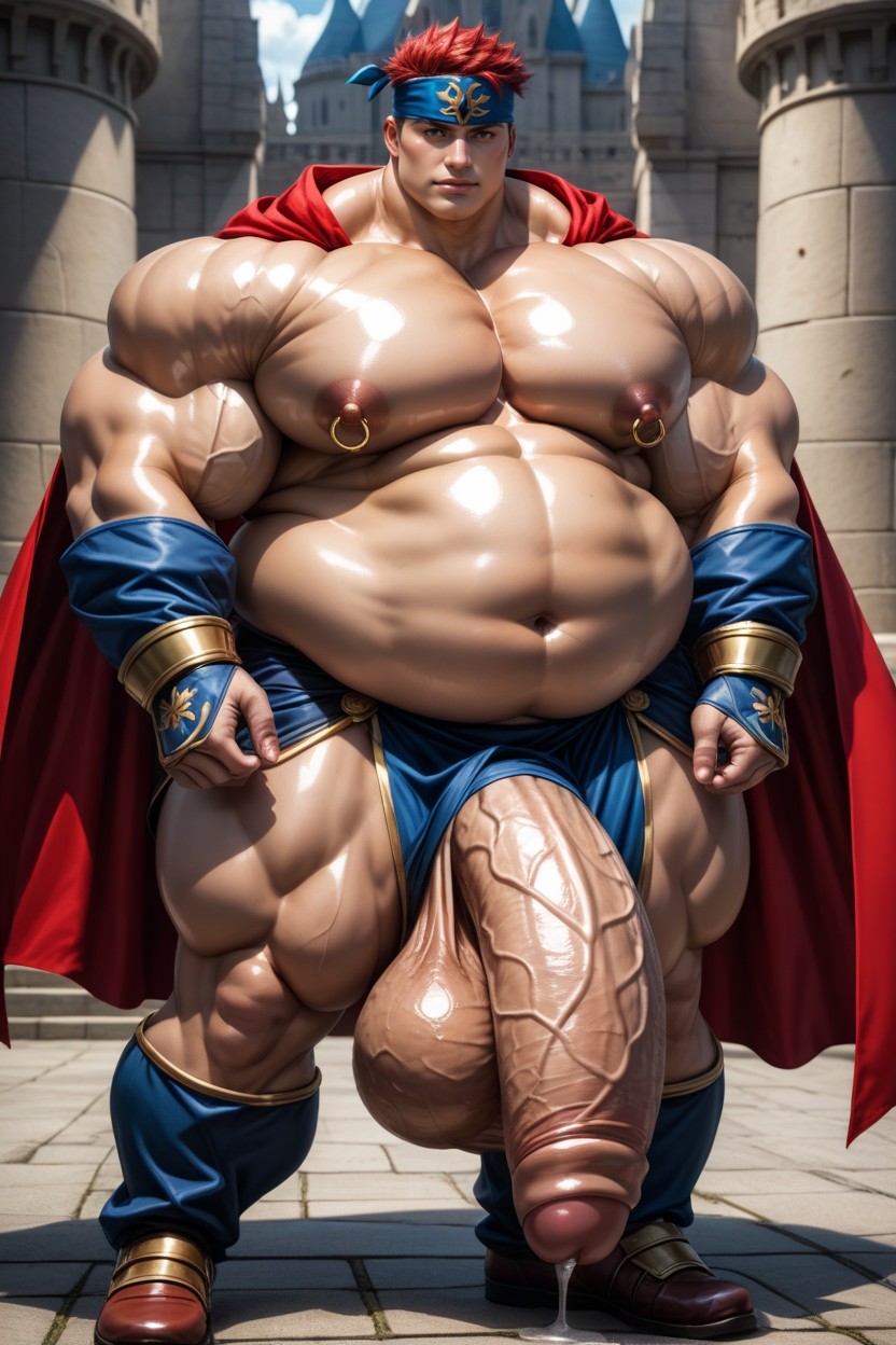 Anime Style, Fighting Pose, Gigantic Bulky Muscles ゲイAIポルノ