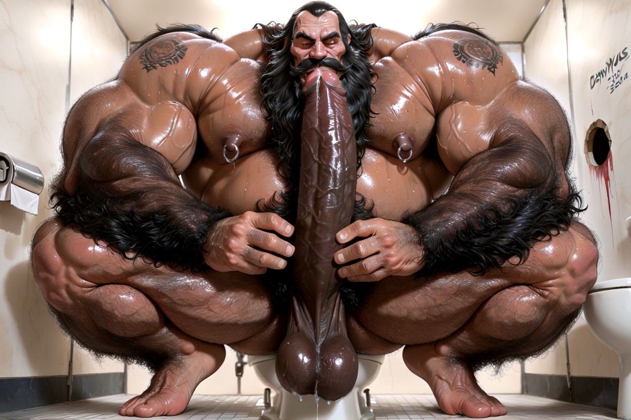 Squatting On Toilet, Furry Body, Huge Eyebrows Porno IA Gay