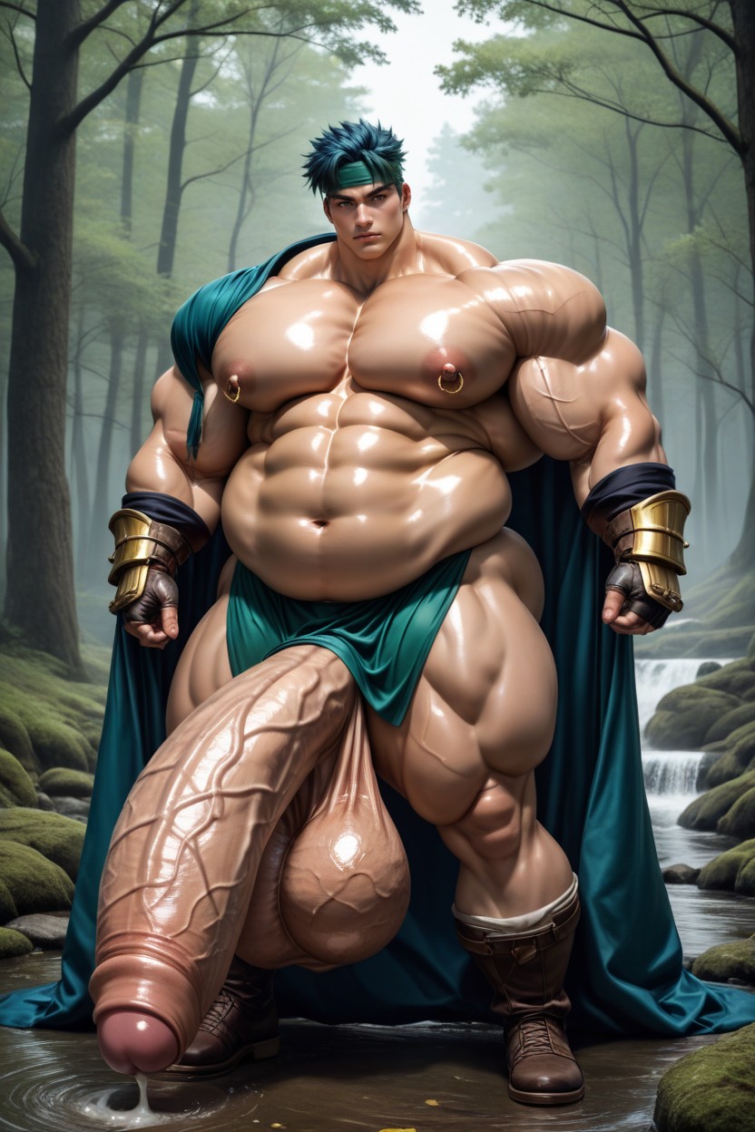 Gigantic Oversized Massive Heavy Sagging Balls, Fighting Pose, Hyper Gigantic Puffy Erect Nipples Porno IA Gay