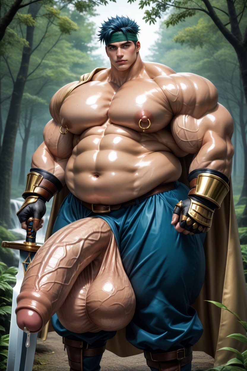 Hyper Cock Longer Than Leg, Cabelo Bagunçado, Long Foreskin Pornografia gay com IA
