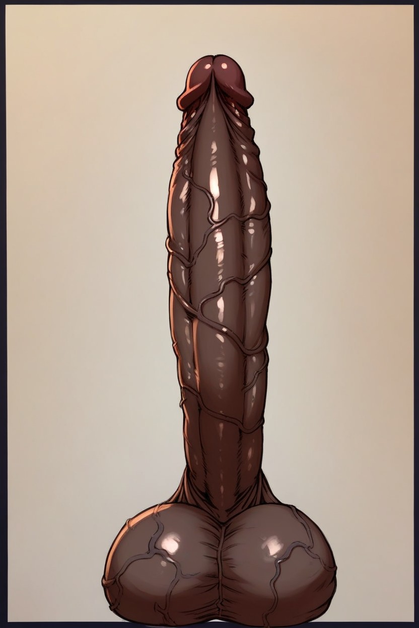 正面視圖, Hyper Long Human Vertical Cock, Overlong Erected Hyper Cock AI同性戀黃片