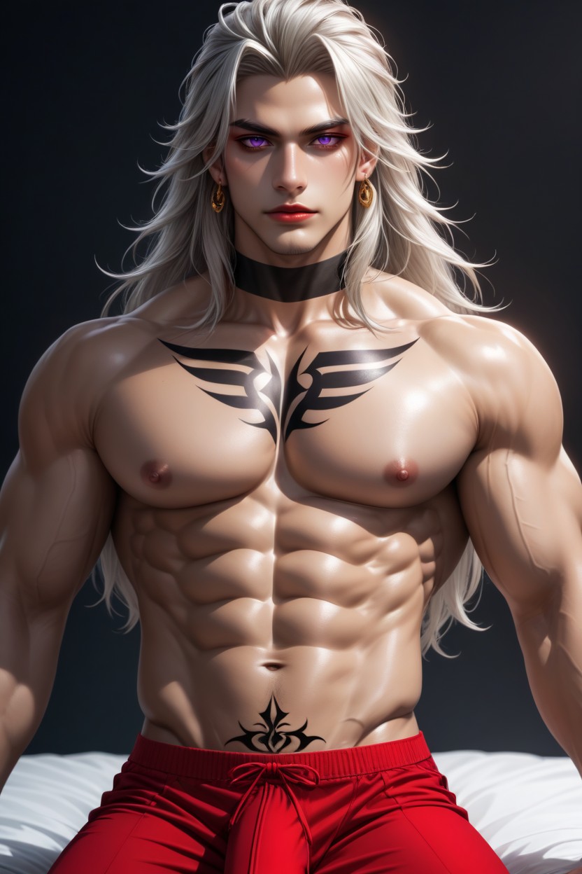 Tattoos, On Knees And Hands, Well-defined Abdominal Muscles AI同性戀黃片