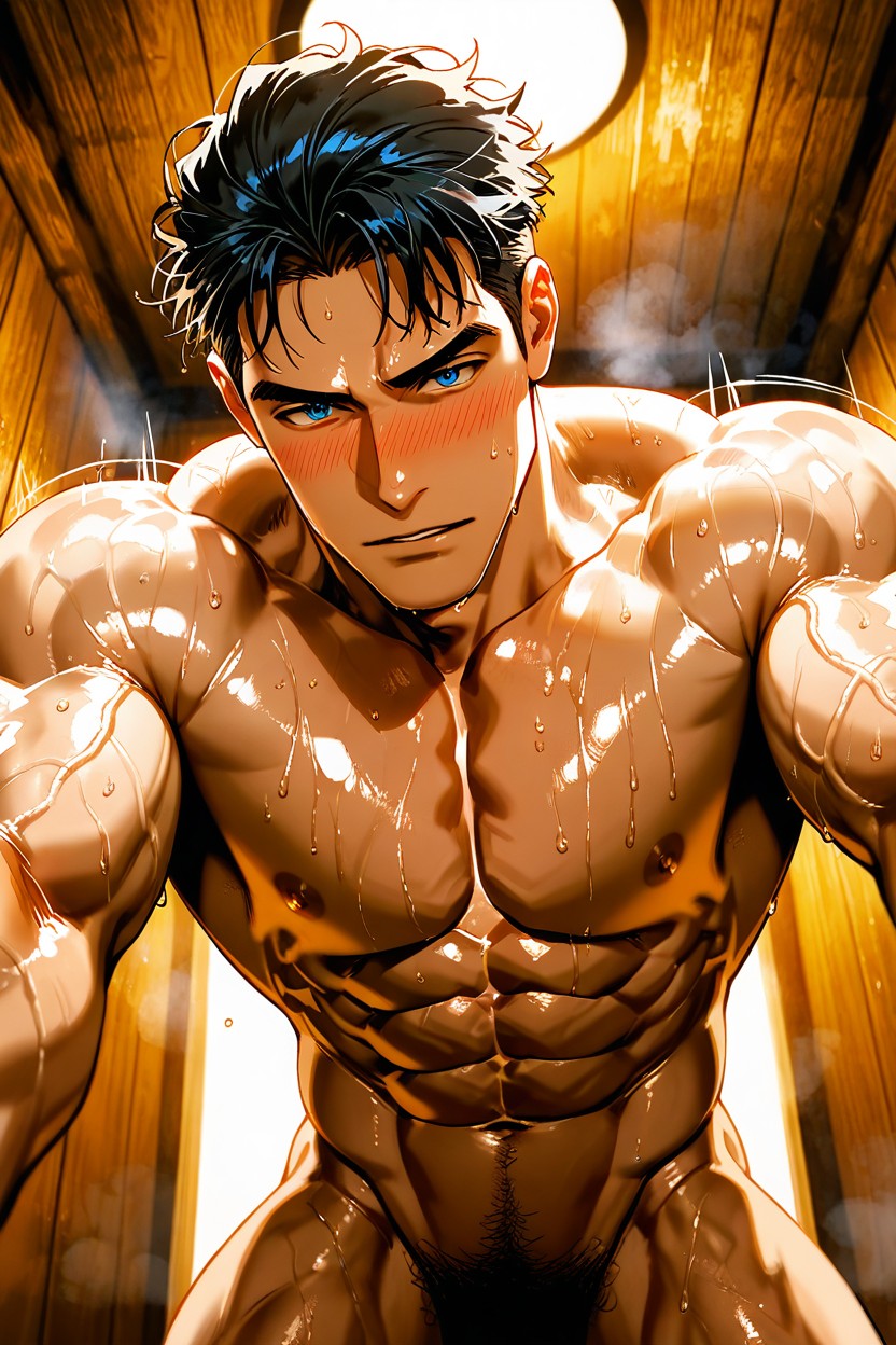 Pov, Veiny Muscle, Sauna Porno IA Gay