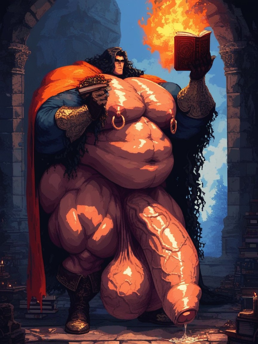Smooth Skin, Fighting Pose, Impossibly Long Hyper Penis Shaft Porno IA Gay
