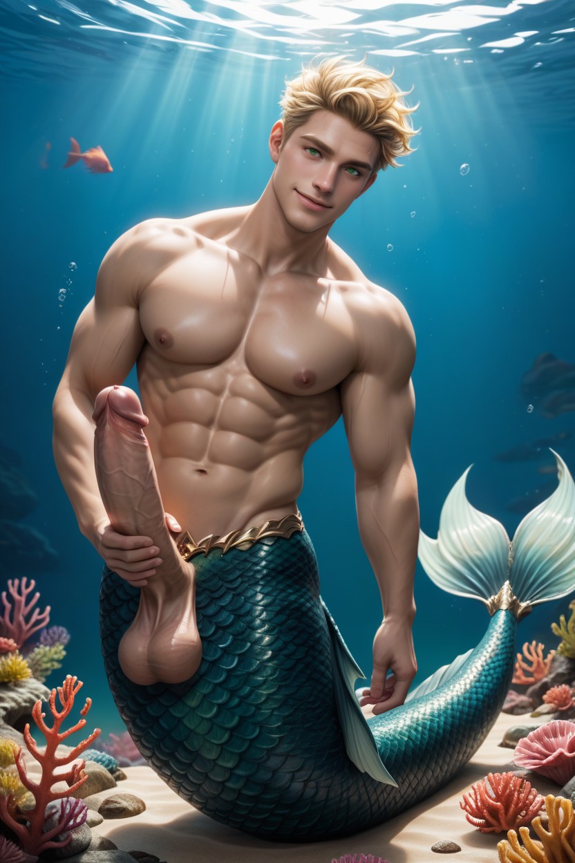 Jerking, Musclé, Green Eyes Porno IA Gay