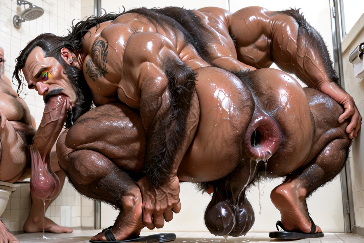 Big Pecs, Hands On Penis, Huge Black Mustache Porno gay IA