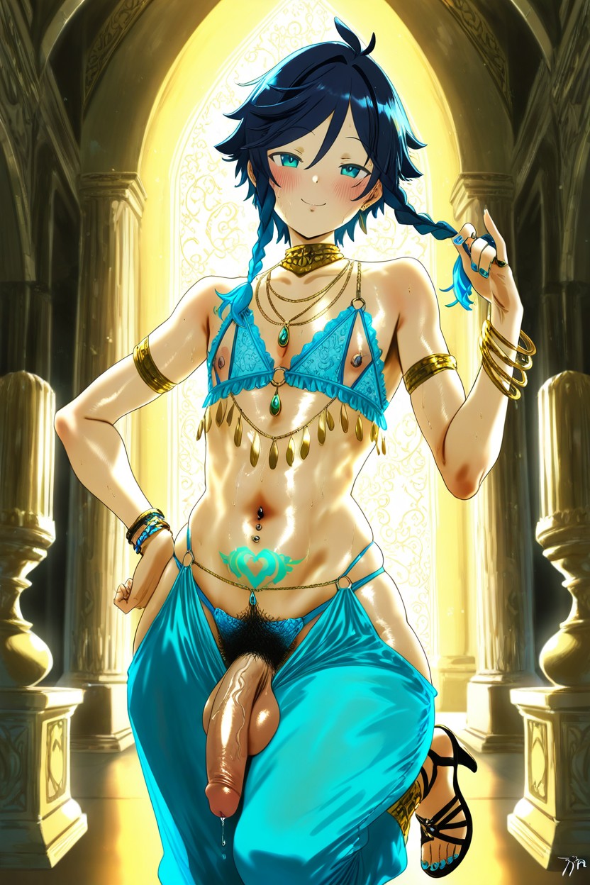 Dynamic Male Pose, Blushing Face, In The Arabian Palace Porno IA Gay