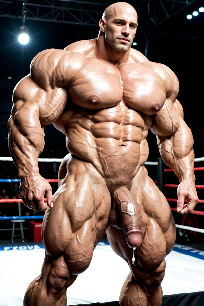 Massive Oversized Hyper Muscles, Precum, Black Stubble 게이 AI 포르노