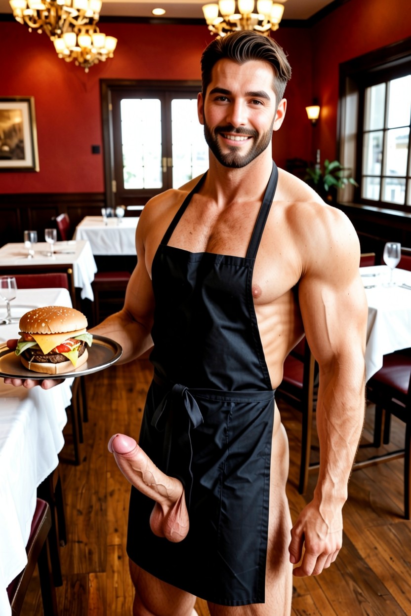 Restaurant Background, Bara, Manly Porno IA Gay