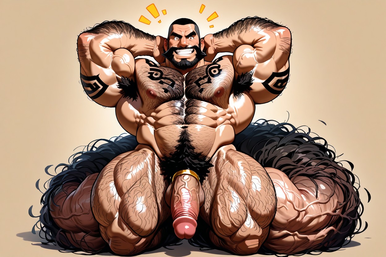 Giant Pubic Hair, Big Arms, Vue De Face Porno IA Gay