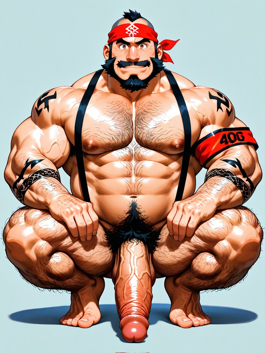 Moustache, Poils Pubiens, Lumière Volumétrique Porno IA Gay