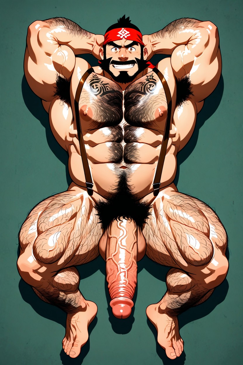 Lumière Volumétrique, Hairy Arms, Red Armband Tattoo Porno IA Gay