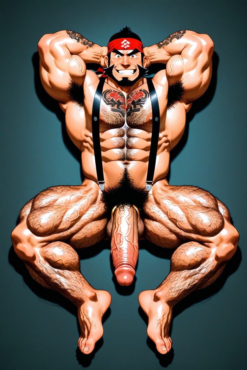 Tatouage, Hyper Hairy Torso, Angle Bas Porno IA Gay