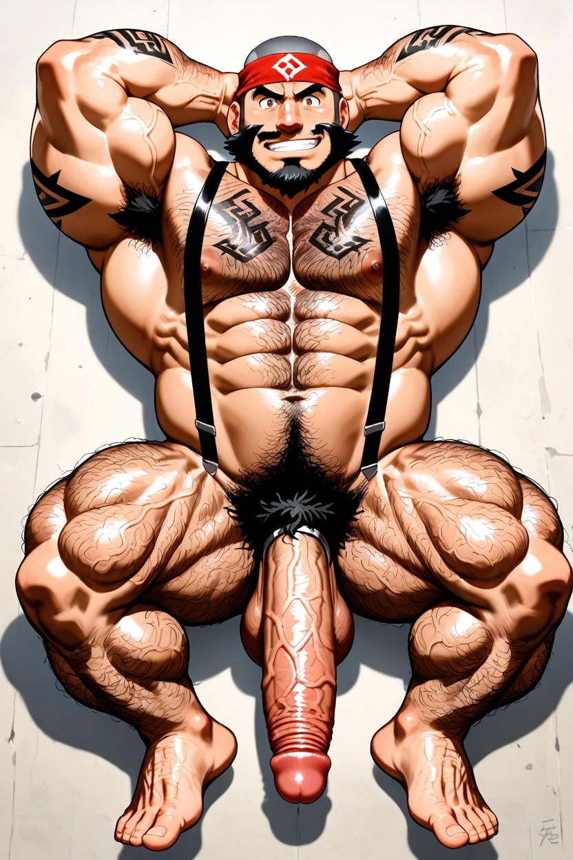 Excessive Hairy Torso, 수염, Impossibly Long Hyper Penis 게이 AI 포르노