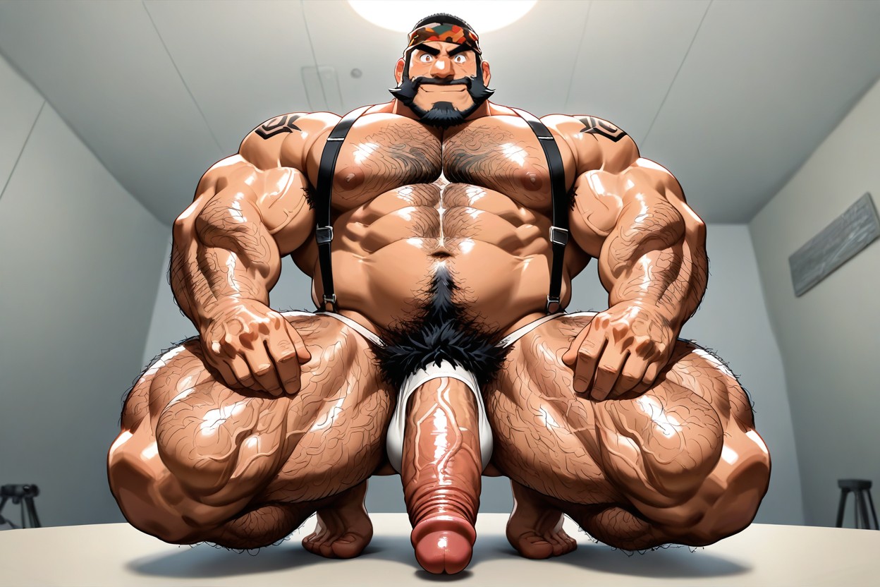 Angle Bas, Hyper Hairy Arms, Vue De Côté Porno IA Gay