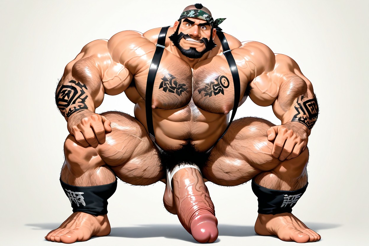 Camo Bandana Headband, Very Hairy Chest, 전신 게이 AI 포르노