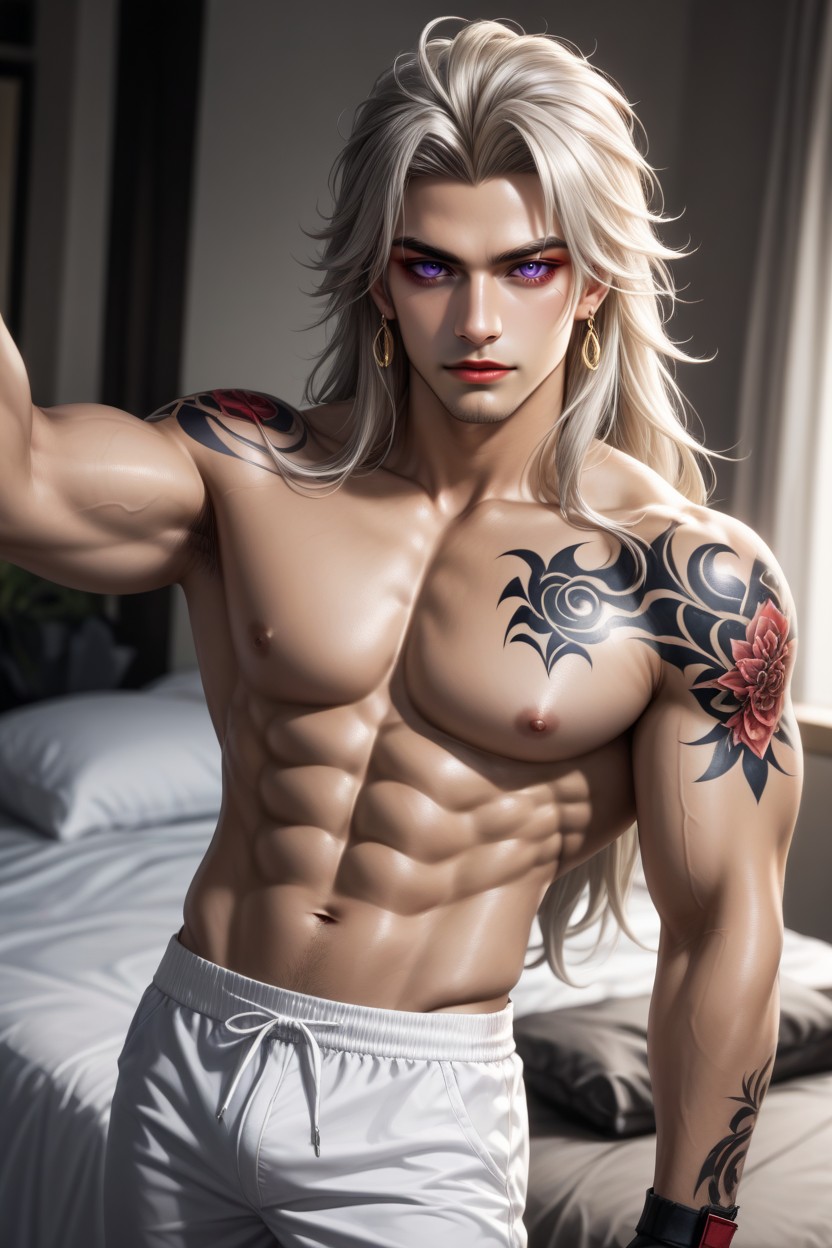 Earrings, Catears, Platinum Blonde Hair Porno IA Gay