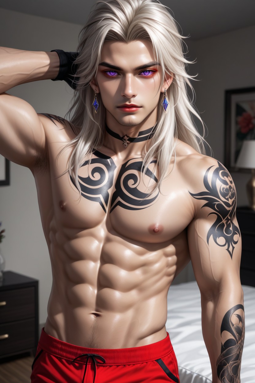 Smoky Eyes, Multi-colored Tattoos, Seductive Eyes Porno IA Gay