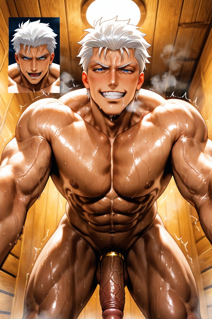 Golden Cock Ring, Male Focus, Fine Macho AI Gay Porn