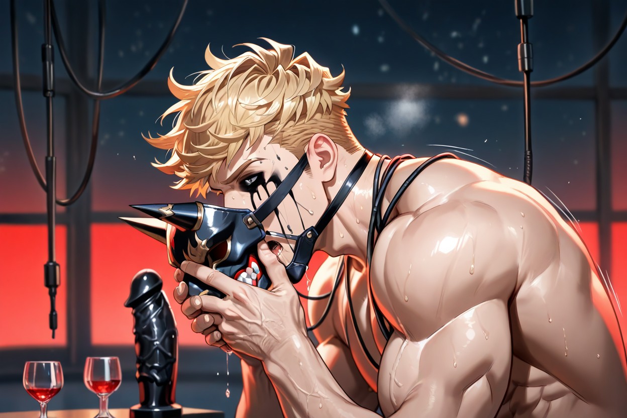 Completely Naked, Dildo Inside The Mouth, Saliva Dripping From Mouth Porno gay IA