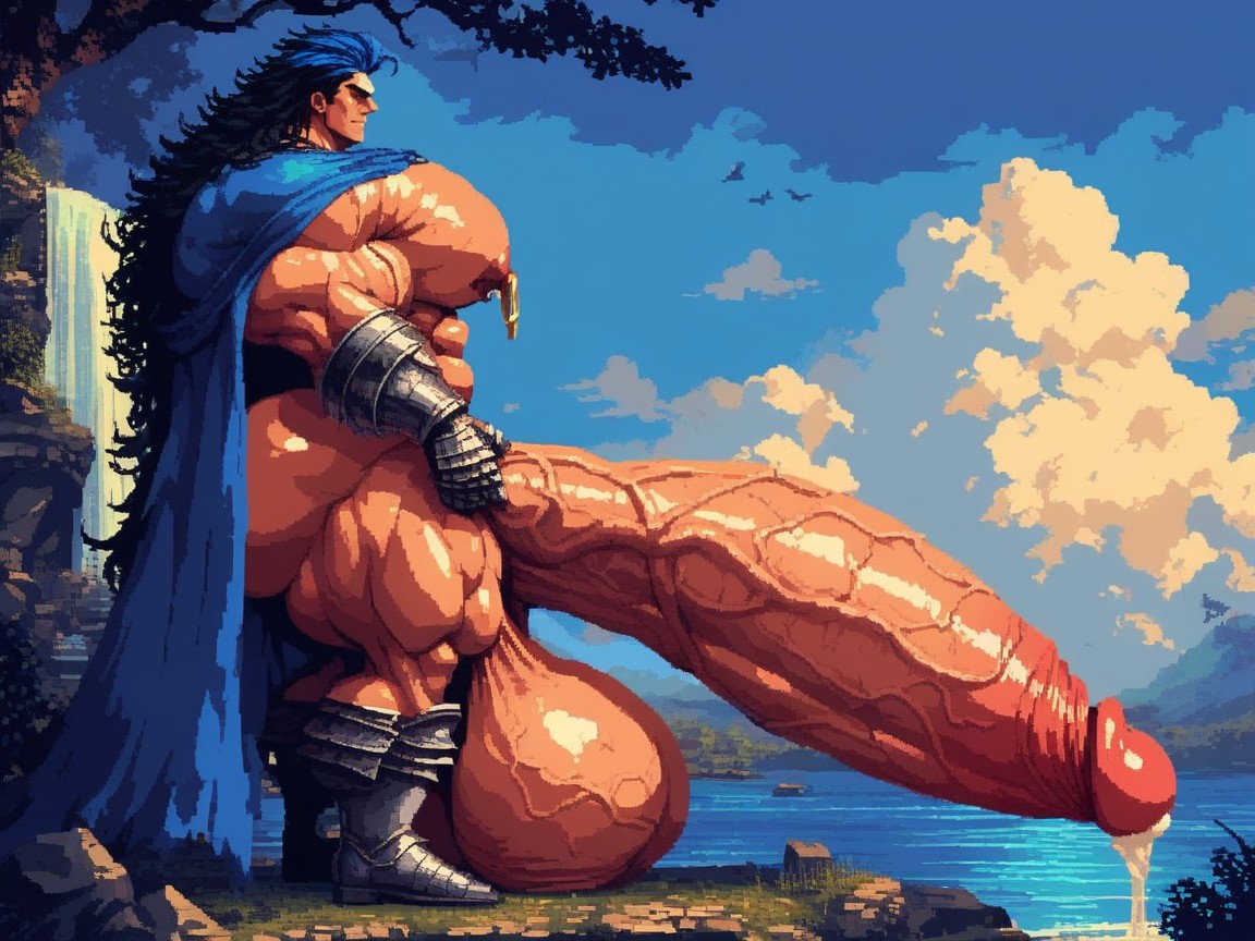 Shiny Skin, Hyper Obese, Huge Bulky Muscles AI Gay Porn