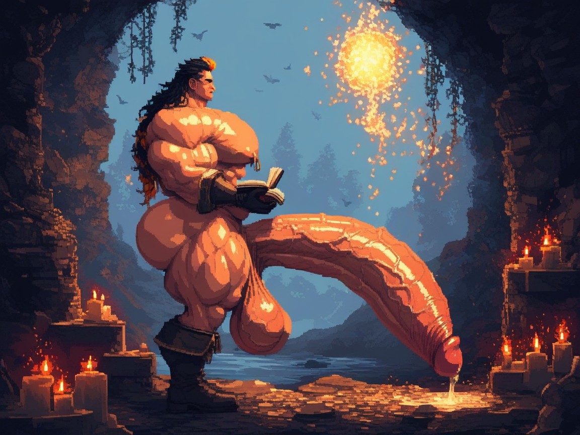 Oiled Skin, Absurdly Long Oversized Erect Penis, Medieval Fantasy Robes AI Gay Porn