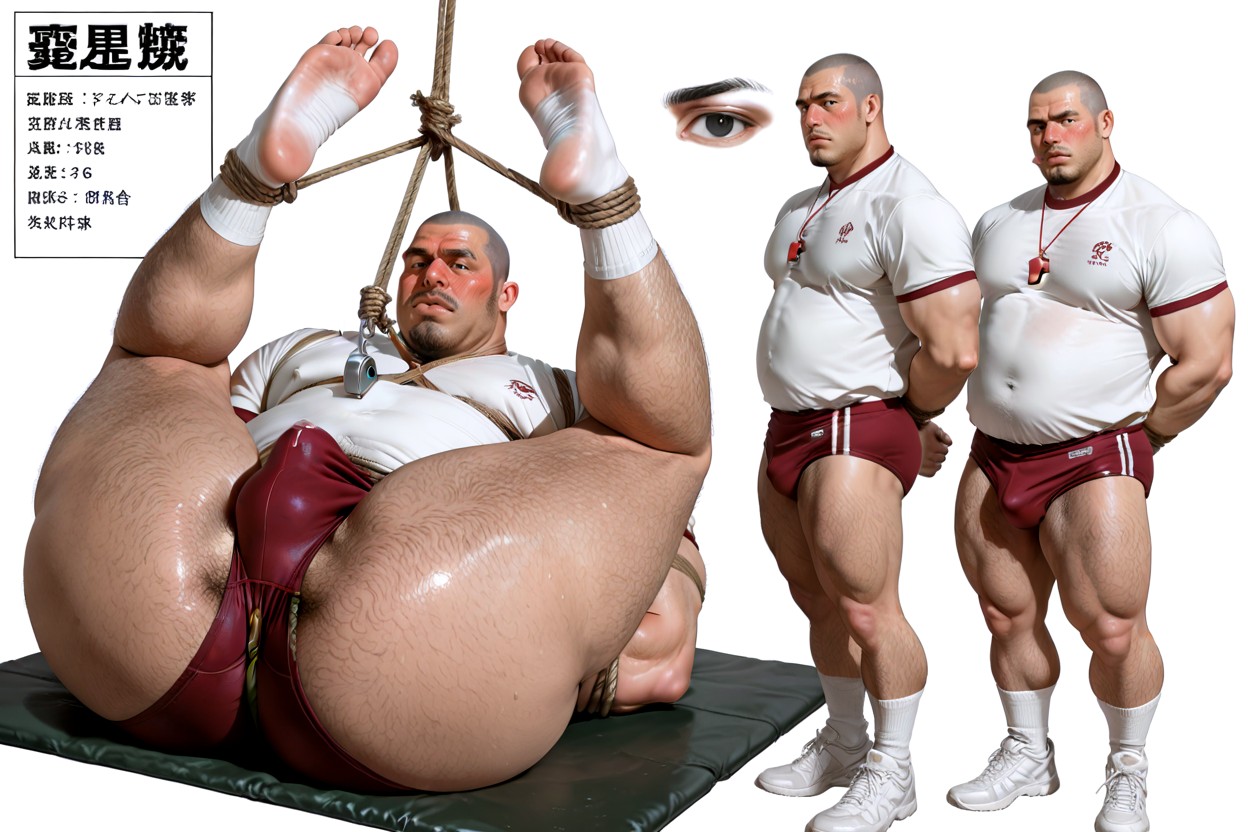Solo, Fatty Pe Teacher, Restrained With Hemp Rope AI Gay Porn