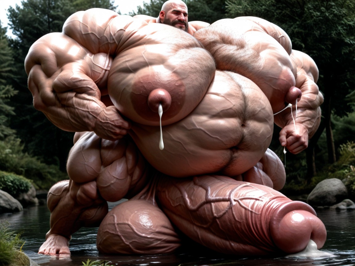 Oversized Hyper Gigantic Penis, Exremely Pumped Muscles, Thick Body Veins AI Gay Porn