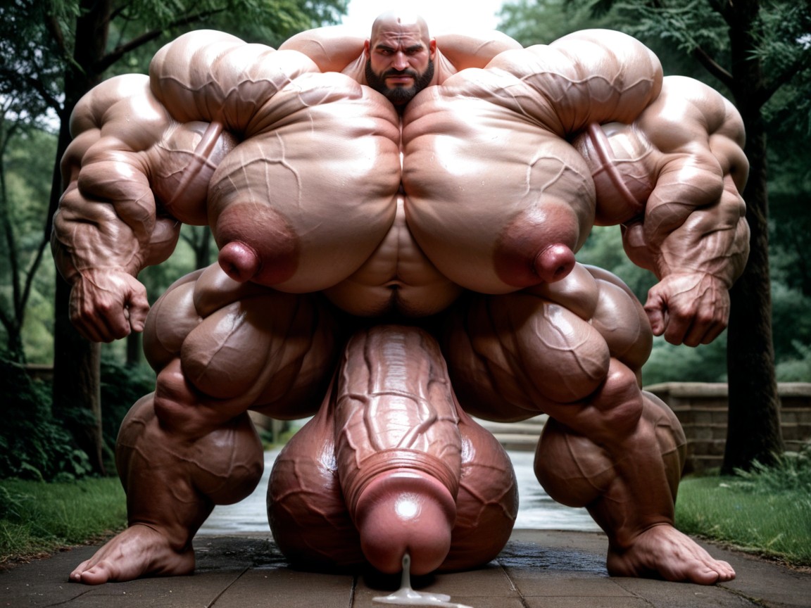Veiny Forehead, Hyper Facial Muscles, Over Grown Steroid Pumped Muscles AI Gay Porn