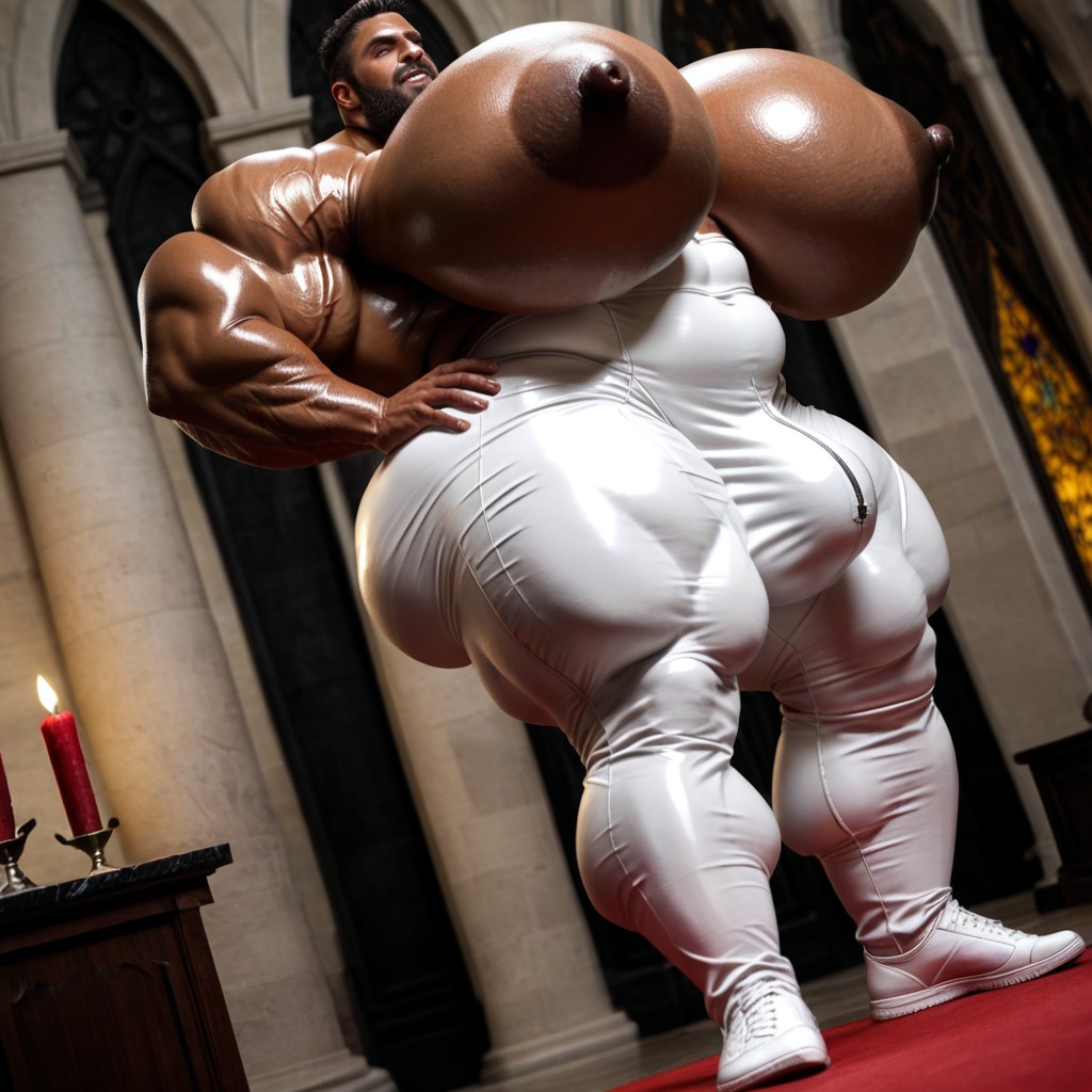 Full Body, Extremely Large Ass, Bottom Up AI Gay Porn